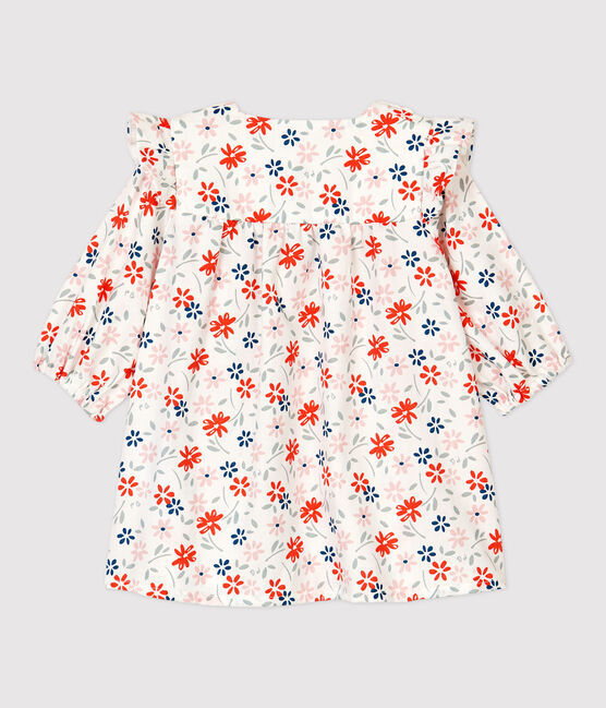 Baby Girls' Floral Organic Cotton Twill Dress MARSHMALLOW white/MULTICO white